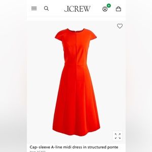 J. Crew Cap-sleeve A-line midi dress in structured ponte, NWOT